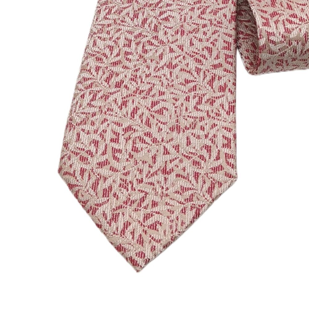 Van Heusen Floral Tie Men’s 62” Taupe Red Woven Overlay Wedding Classic New
